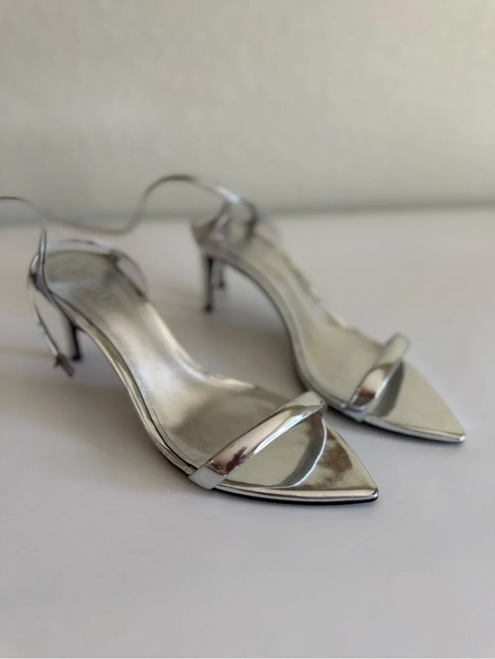 SCHUTZ Metallic Silver Pointed Heels